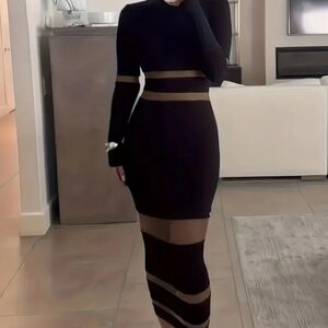 Elegant Black Long Sleeve Dress Small Fits Medium NWOT